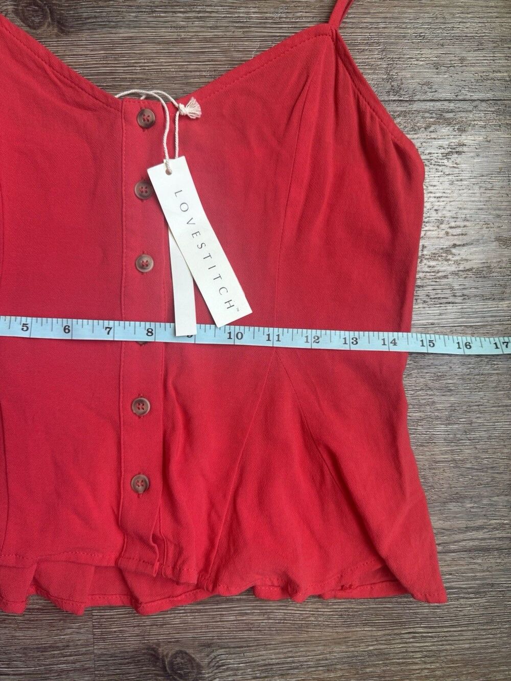 Lovestitch Red Shirt Small NWT Spaghetti Strap Button Down Cami Romantic - Picture 13 of 15